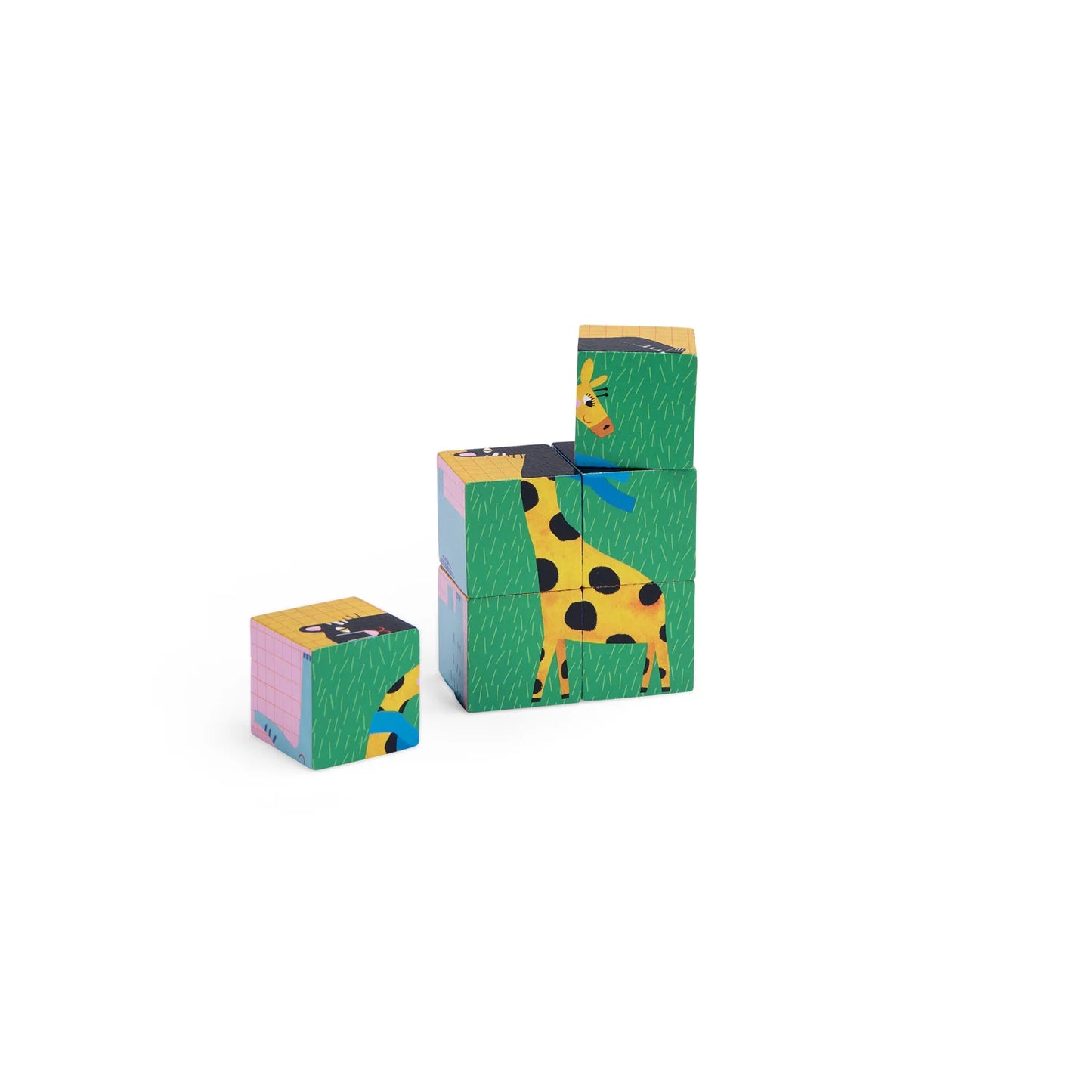 Moulin Roty - Puzzle 6 cubi in legno Animali