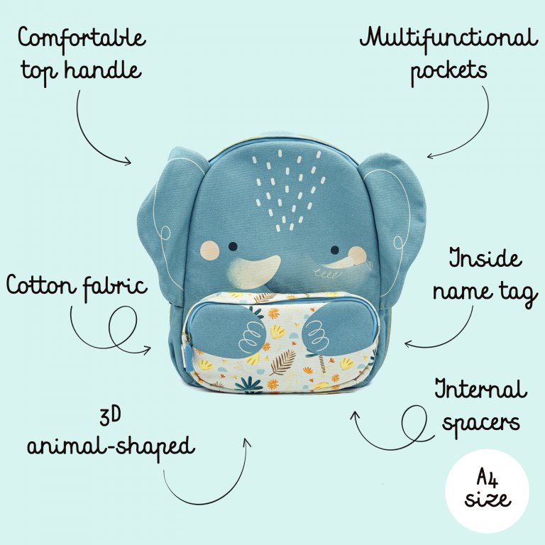Sassi Junior - Zaino grande A4 - Elefante Chewy