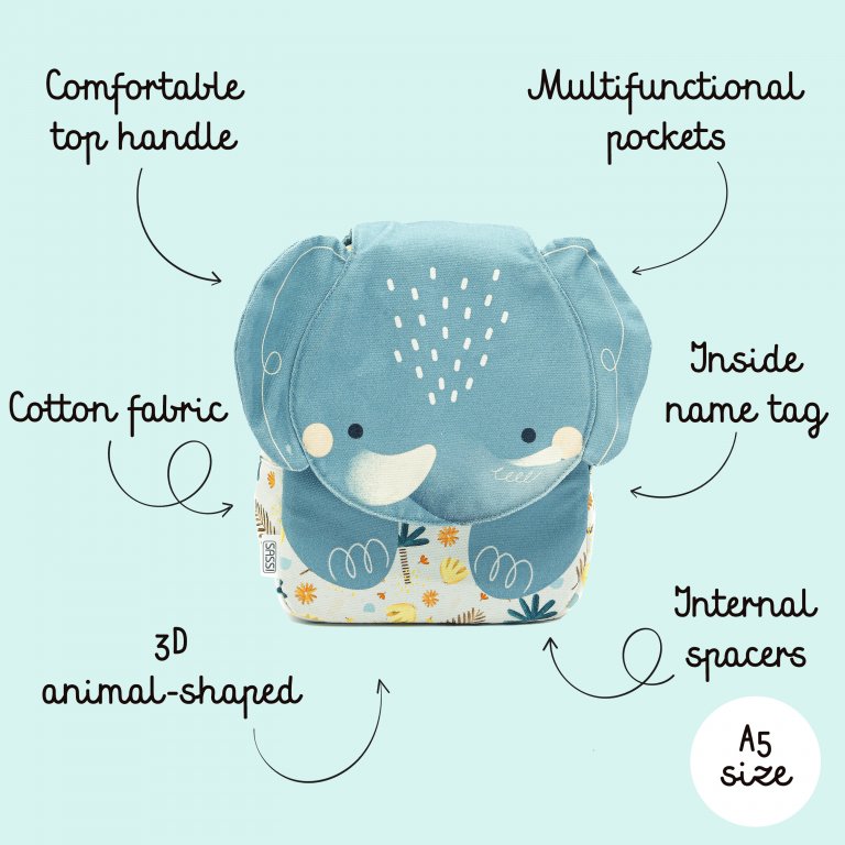 Sassi Junior - Zaino mini A5 - Elefante Chewy