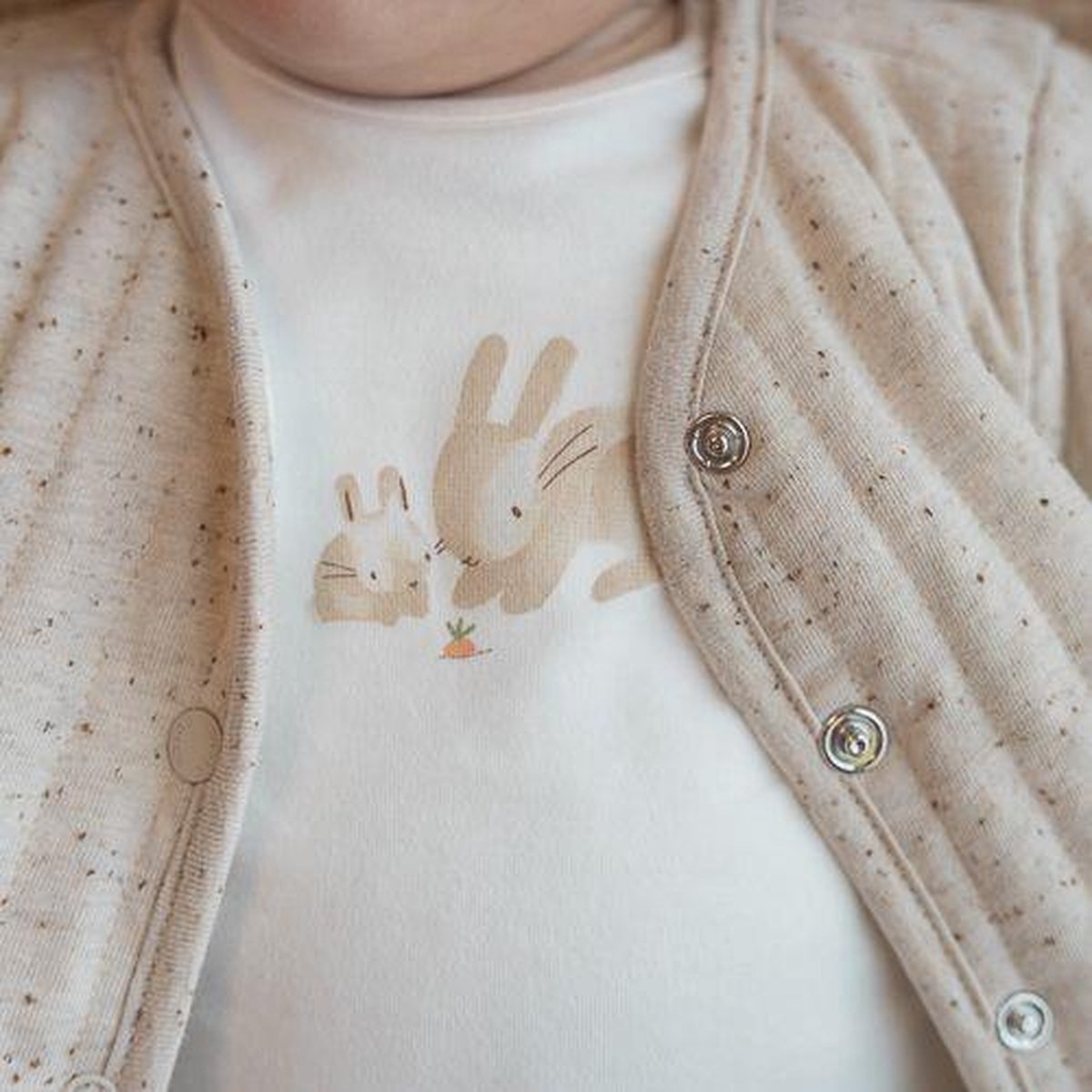 Little Dutch - T-shirt manica lunga Baby Bunny - Off White