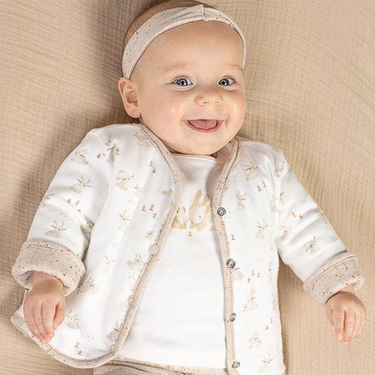 Little Dutch - T-shirt manica lunga Baby Bunny - Off White