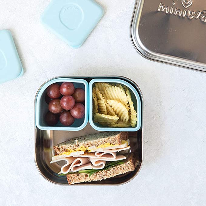 Miniware - Porta pranzo in acciaio cromato "verde acqua"
