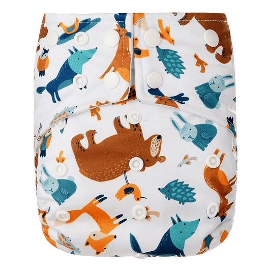 Happy bear - Pannolino lavabile Pocket "Animali della foresta"