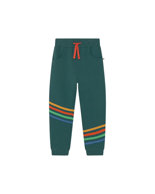FRUGI - Pantaloni tuta verde petrolio "Arcobaleno"