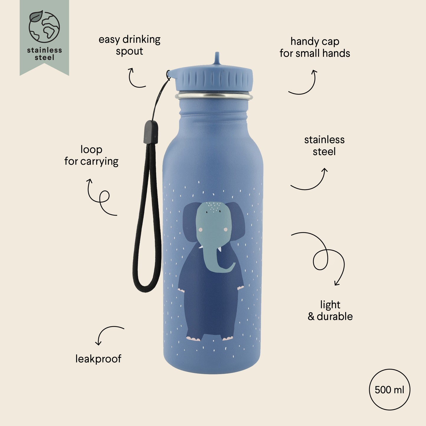 Trixie - Borraccia 500 ml - Mrs. Elephant