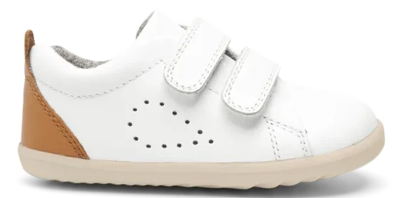 Bobux - Scarpe Step Up Grass Court White + Caramel