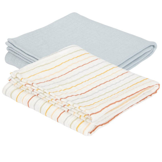 Little Dutch - Musselin 70x70 Vintage Sunny Stripes/Pure Soft Blue