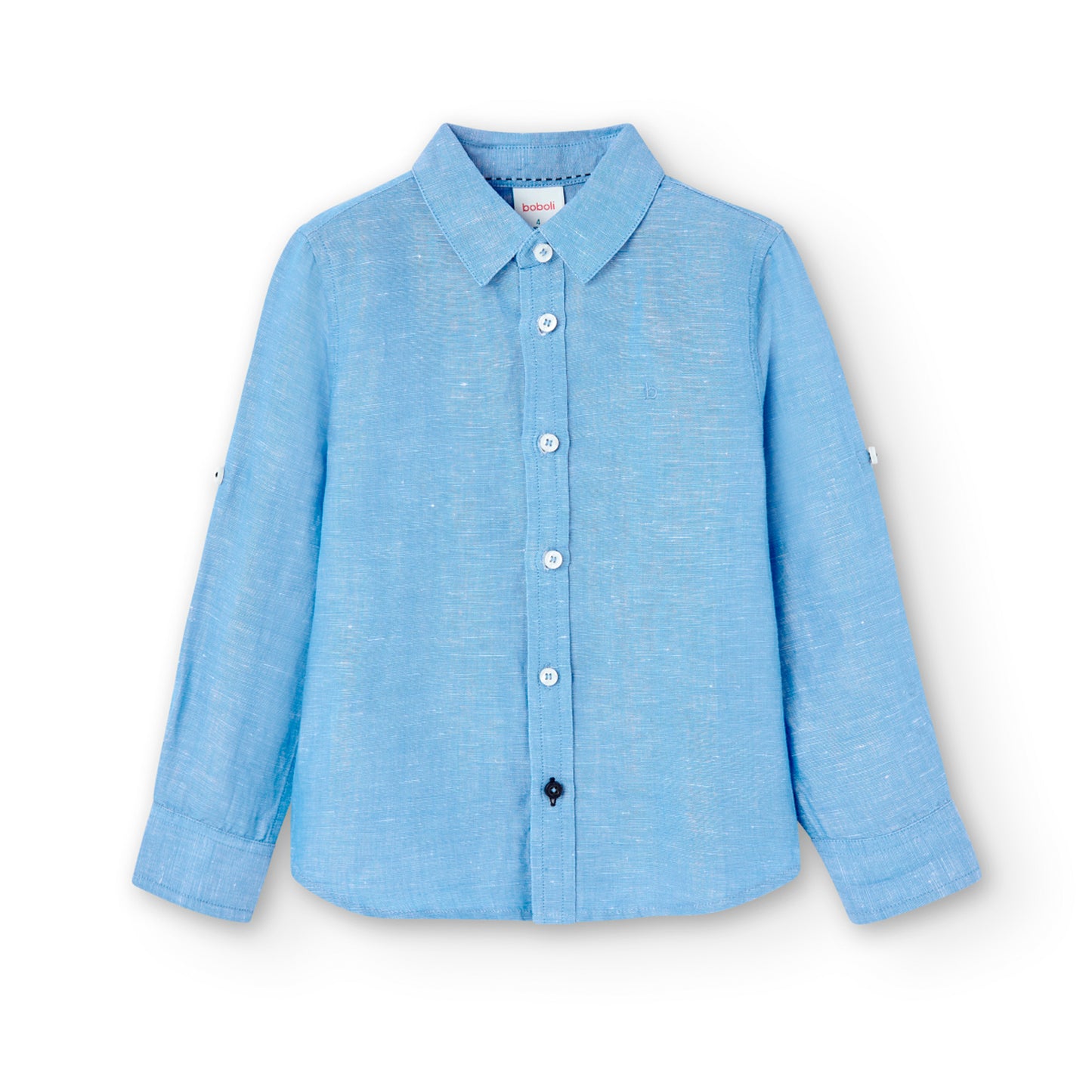 Boboli - Camicia di lino azzurra maniche lunghe