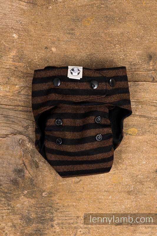 Lenny lamb - set di pannolini lavabili- Herringbone Natural & Brown & Black Stripes  MOS