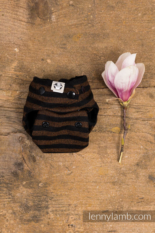 Lenny lamb - set di pannolini lavabili- Herringbone Natural & Brown & Black Stripes  NB- New Born