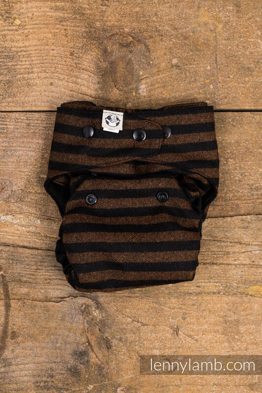 Lenny lamb - set di pannolini lavabili- Herringbone Natural & Brown & Black Stripes OS