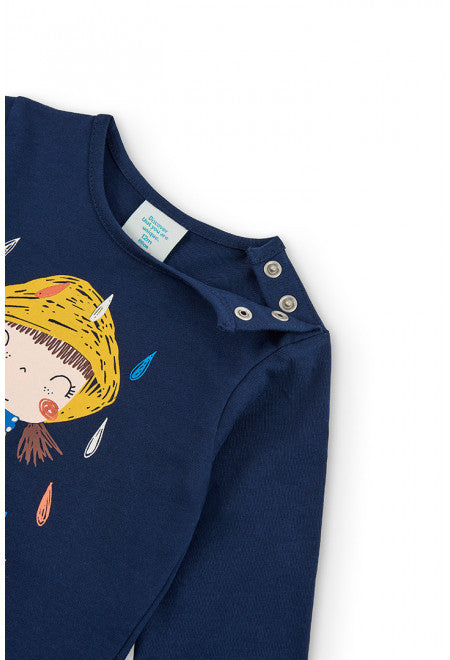 BOBOLI - Maglietta jersey blu per bimba