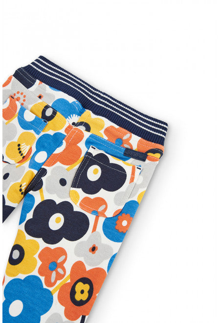 BOBOLI - Pantaloni felpati elasticizzati fiori