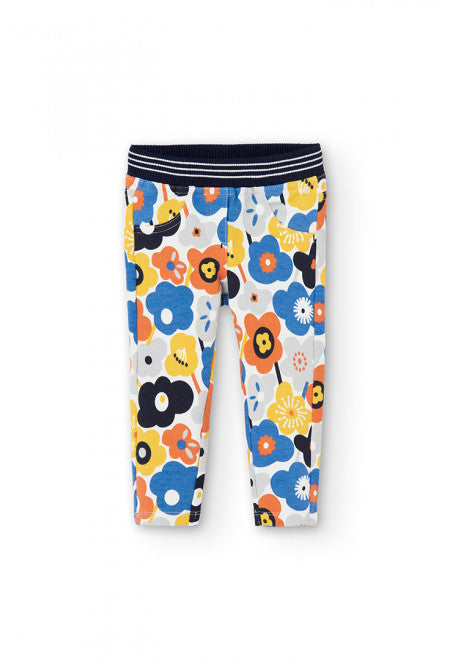 BOBOLI - Pantaloni felpati elasticizzati fiori