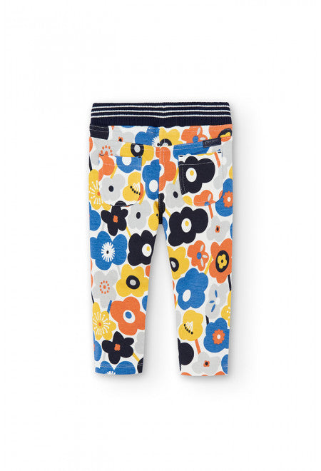 BOBOLI - Pantaloni felpati elasticizzati fiori