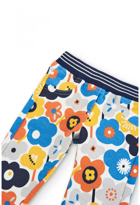 BOBOLI - Pantaloni felpati elasticizzati fiori