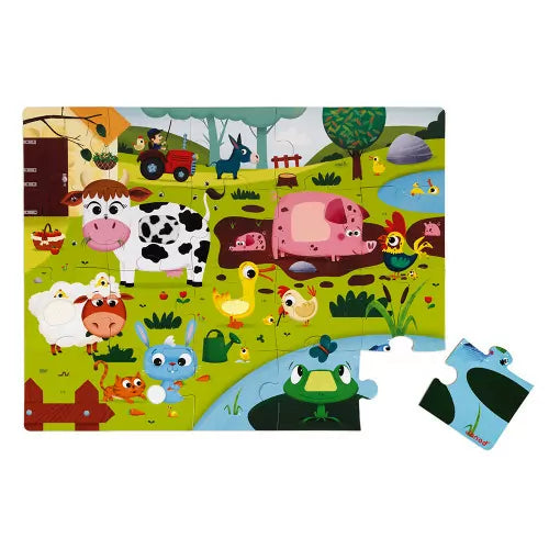 Janod - Puzzle tattile "Gli animali della fattoria" 20 PZ