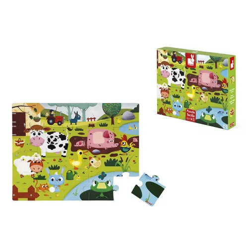 Janod - Puzzle tattile "Gli animali della fattoria" 20 PZ