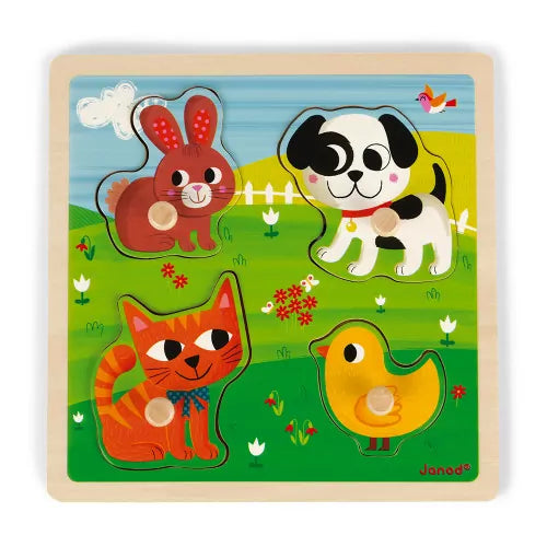 JANOD - Puzzle tattile in legno I miei primi animali