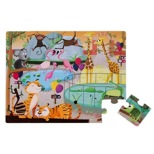 Janod - Puzzle tattile "Una giornata allo zoo" 20 PZ